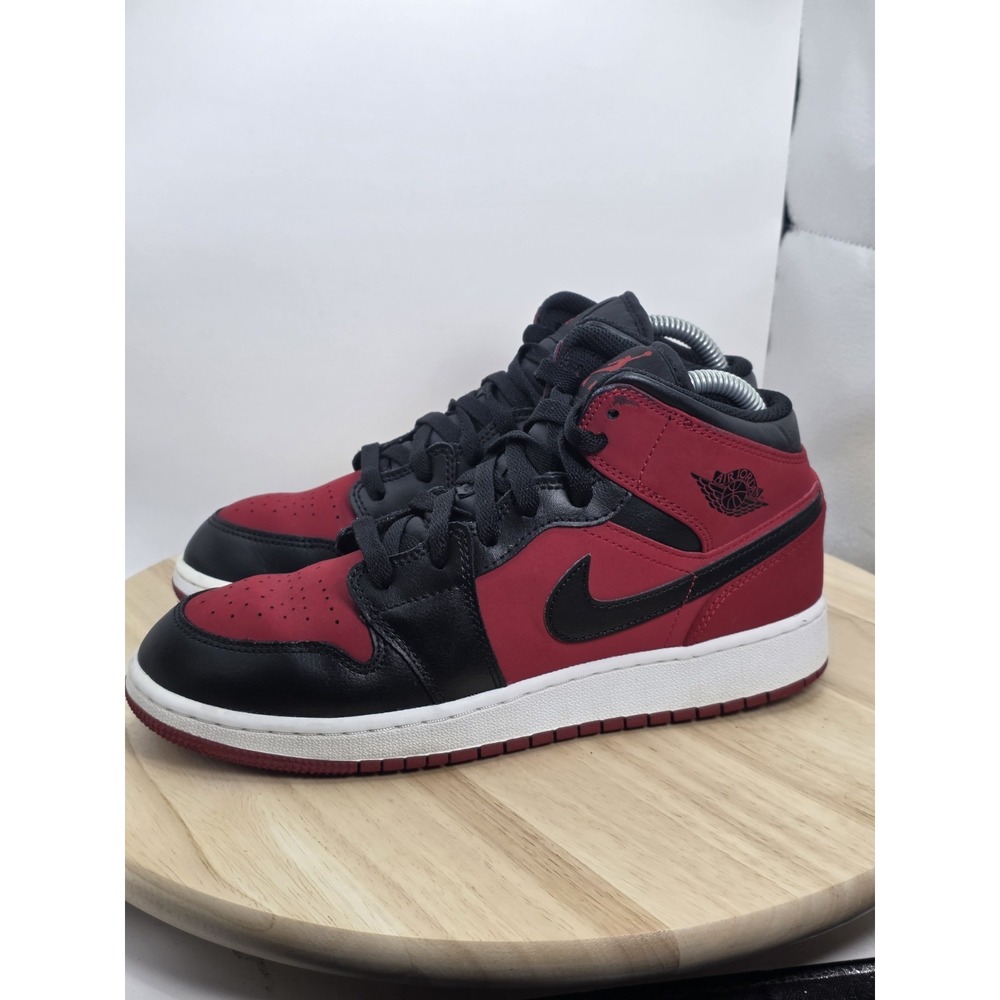 Womens Size 7.5 - Air Jordan 1 Mid GS Gym Red Black White 554725-610 Sneakers